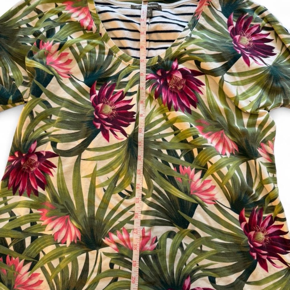🌺 Tommy Bahama Tropical Floral & Stripe Long Sleeve Top - Relaxed Fit - Size M 🌴 - Picture 8 of 11